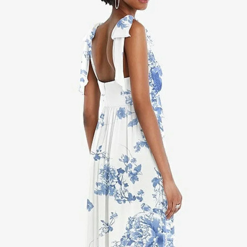 After Six 1564..Convertible Tie-Shoulder Empire Dress...Cottage Rose..Sz XL LONG - Picture 4 of 10